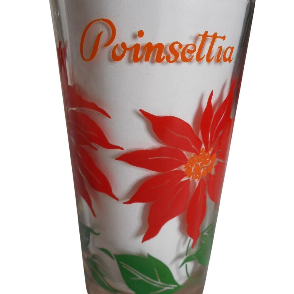 MCM Peanut Butter Juice Glass Tumbler Red / orange Poinsettia Estate find 5" #6